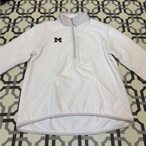 Nike White Therma-Fit Fleece Quarter Zip University of Michigan
